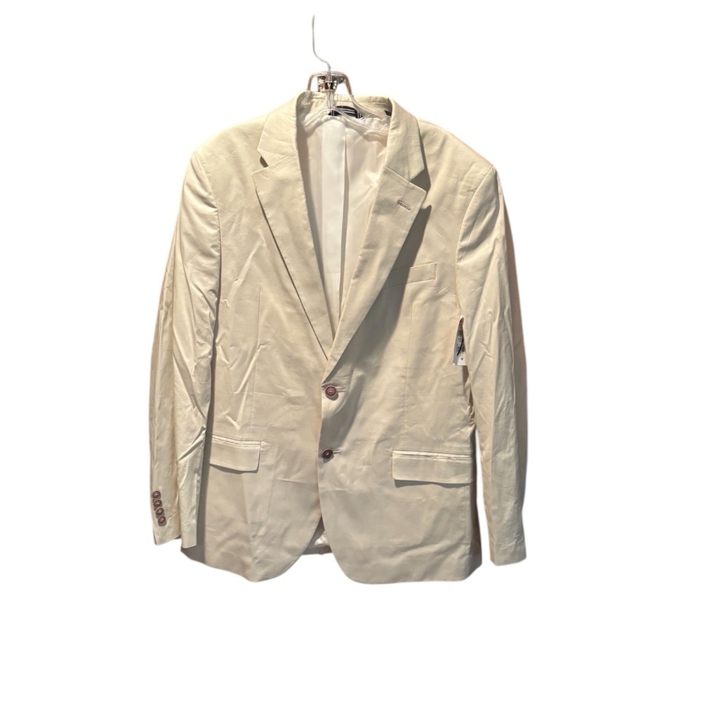 Nautica Active Fit Gaff Single Breasted Suit Jacket in Cream 40R NWOT